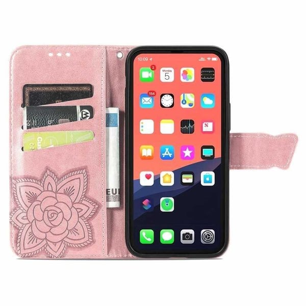 iPhone 14 Pro -lompakkokotelo PU-nahkainen 4-TASKUN Motif Butterfly