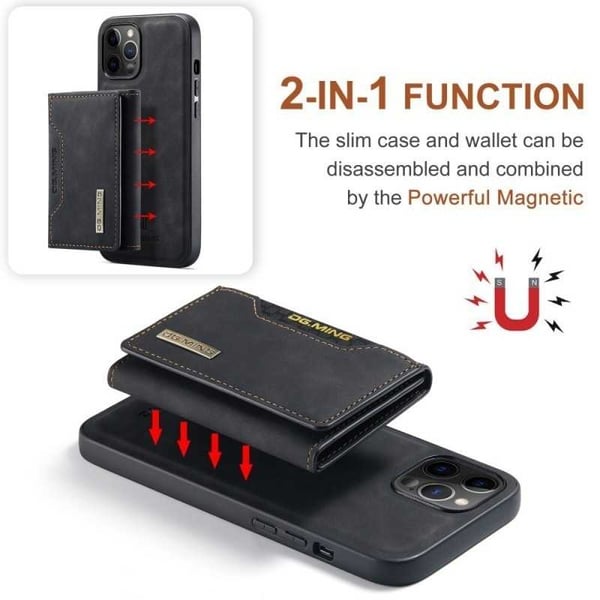 8-FACK iPhone 14 Pro Stöttåligt Skal med Magnetisk Korthållare DG.MING Detach