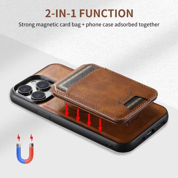 Suteni™ 2in1 Magsafe etui med kortholder iPhone 15 - Mörkbrun