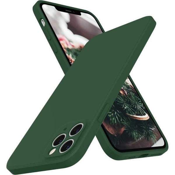 iPhone 12 Pro Max Gummibelagd Mattgrönt Skal Kameraskydd Liquid - Grön