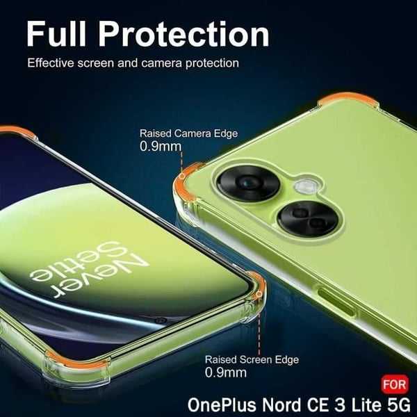 OnePlus Nord CE 3 Lite 5G läpinäkyvä iskuja vaimentava kansi