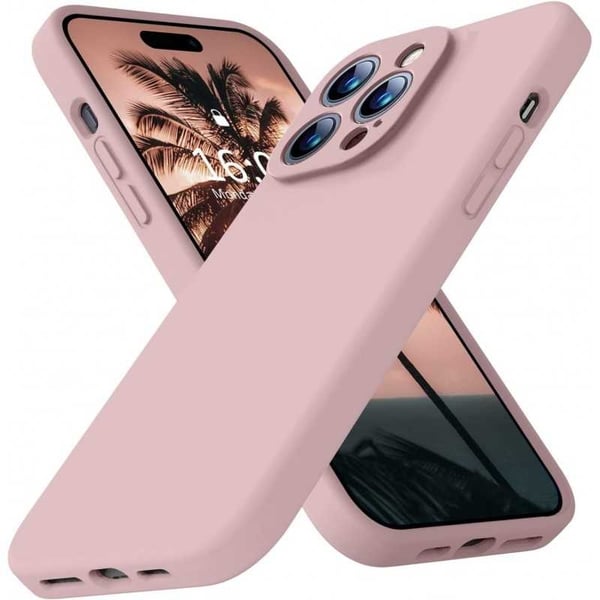 iPhone 15 Pro Max kumitettu mattapinkki kuoren neste - vaaleanpunainen