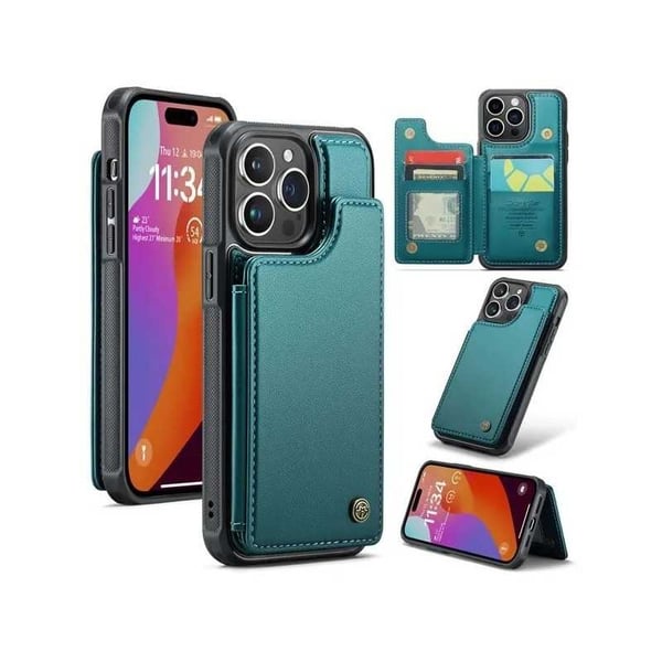 CaseMe iskunkestävä kansi korttitelineen jalusta 4-lokeroinen iPhone 11 Pro Max Vihreä