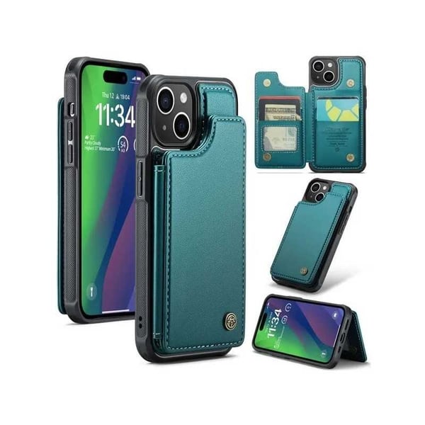 CaseMe Stöttåligt Skal Korthållare Stativ 4-Fack iPhone 13 Grön CaseMe Stöttåligt Skal Korthållare Stativ 4-Fack iPhone 13 Grön