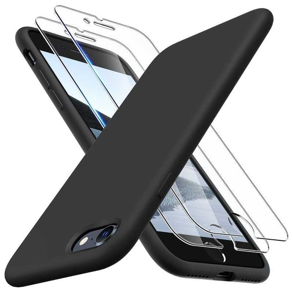 Kuminen tyylikäs suojakuori 3in1 iPhone 7 / 8 / SE2 / SE3 - Musta