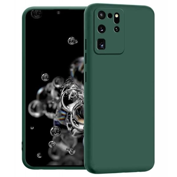 Samsung S20 Ultra Gummibelagd Mattgrönt Skal Kameraskydd Liquid - Grön