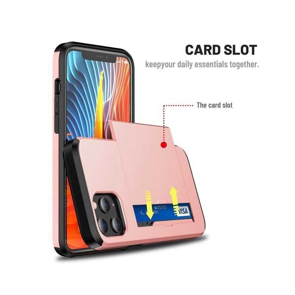 iPhone 12 / 12 Pro Iskunkestävä kansikorttikotelo StreetWise - Rose Gold