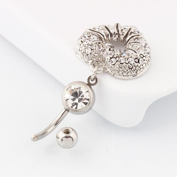 Navelpiercing Navel Piercing i Kirurgiskt Stål 316L i Silver Färg - Hjärta med Klara Rhinestones