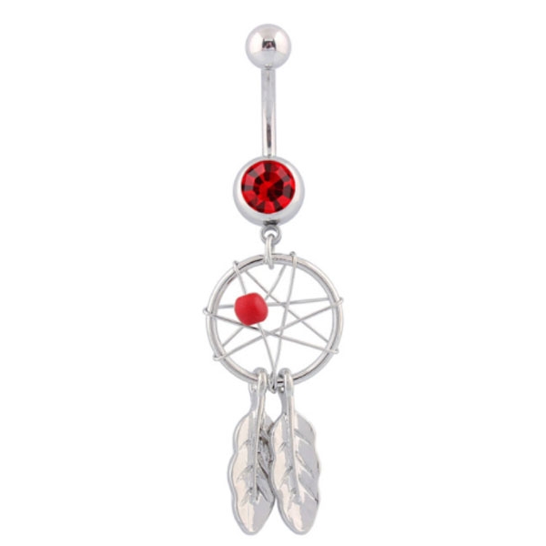 Navelpiercing Navel Piercing i Kirurgiskt Stål i Silver Färg - Drömfångare med Röd Rhinestone