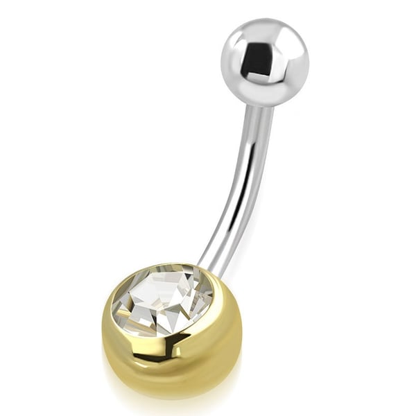 Navelpiercing Navel Piercing i Kirurgiskt Stål 316L i Silver & Guld Färg med Klar Rund CZ Cubic Zirconia Kristall