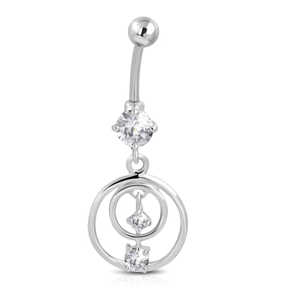 Navelpiercing Navel Piercing i Kirurgiskt Stål 316L i Silver Färg - Ringar med Klara CZ Kristaller