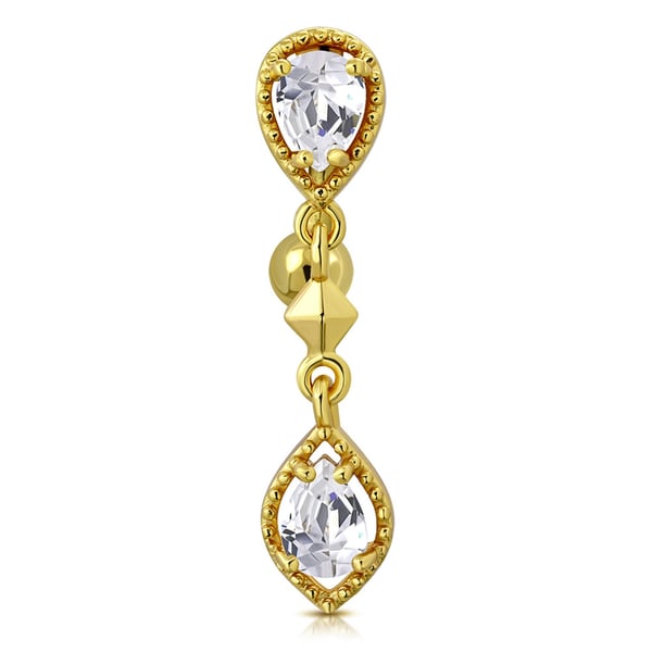 Omvänd Navelpiercing Navel Piercing i Kirurgiskt Stål 316L i Guld Färg - Droppe / Droppar med Klara Cubic Zirconia Omvänd Navelpiercing Navel Piercing i Kirurgiskt Stål 316L i Guld Färg - Droppe / Droppar med Klara Cubic Zirconia