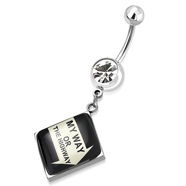 Navelpiercing Navel Piercing i Acryl, CZ & Kirurgiskt Stål 316L i Silver Färg - Bricka My Way or the Highway Navelpiercing Navel Piercing i Acryl, CZ & Kirurgiskt Stål 316L i Silver Färg - Bricka My Way or the Highway