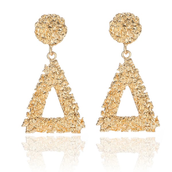Statement Glam Örhängen i Guld Färg med Geometriska Former / Triangel med Textur