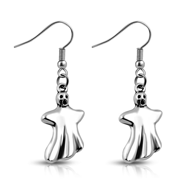 Hängande Silver Örhängen med Coola Spöken - Halloween Hängande Silver Örhängen med Coola Spöken - Halloween