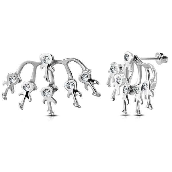 Örhängen Stiftörhängen i Silver Färg med Gitarrer & Klar Cubic Zirconia CZ Kristall