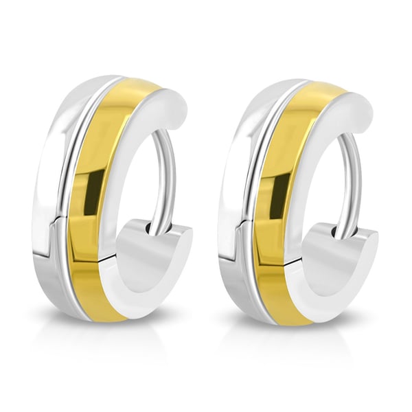 Små Runda Hoop Örhängen i 2 Toner / Silver & Guld Färg / i Kirurgiskt Stål 316L