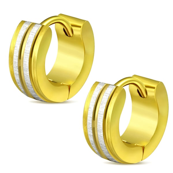 Små Runda Hoop Örhängen i 2 Toner / Silver & Guld Färg / i Kirurgiskt Stål 316L