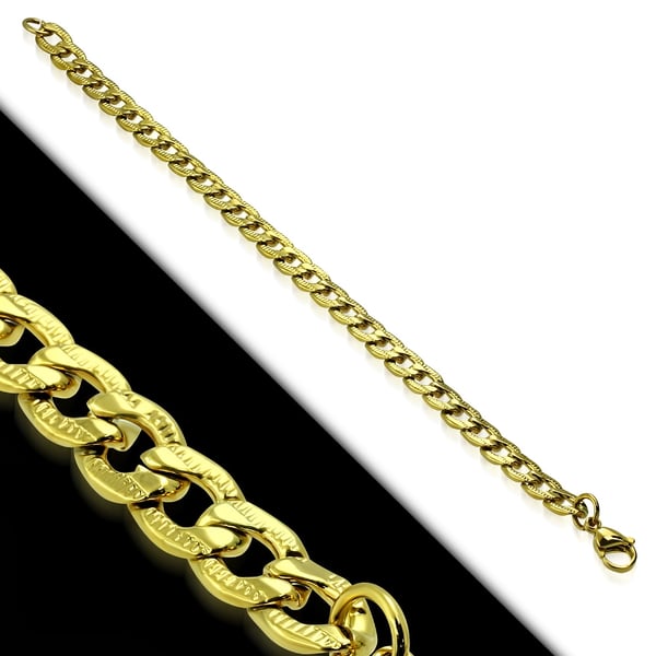 Herr Armband Stålarmband i Rostfritt Stål 316L i Guld Färg - Pansarlänk - L 22 cm B 8 mm