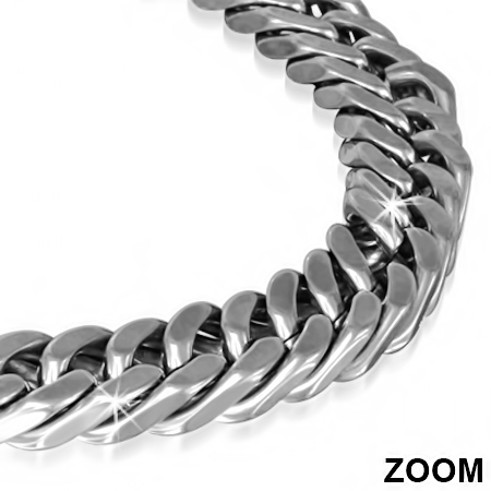 Herr Armband Stålarmband i Rostfritt Stål 316L i Silver Färg - Pansarlänk - L 21 cm B 9 mm