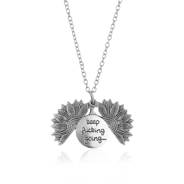 Halsband i Silver Färg - Öppningsbar Blomma med Budskap / Text