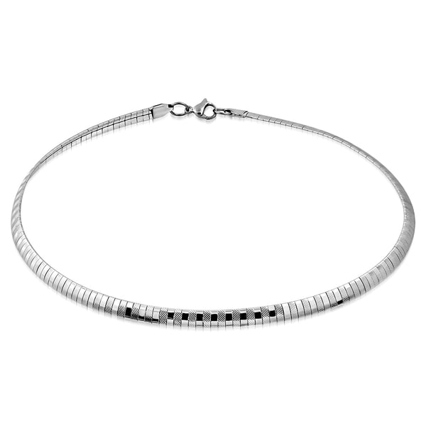 Halsband / Choker i Rostfritt Stål 316L i Silver Färg - Platt Ormlänk