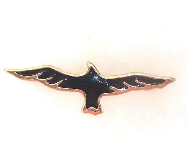 Fashion Ring / Dubbelring / 2-Fingerring i Guld Färg med Svart Fågel - Stl 17/18