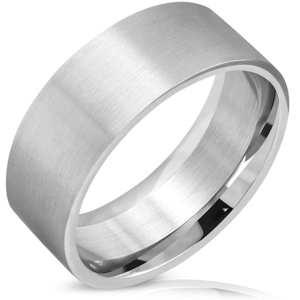 Slät Bred Ring i Rostfritt Stål 316L i Silver färg med Vit Cubic Zircon Kristall - Stl 21,8 Slät Bred Ring i Rostfritt Stål 316L i Silver färg med Vit Cubic Zircon Kristall - Stl 21,8