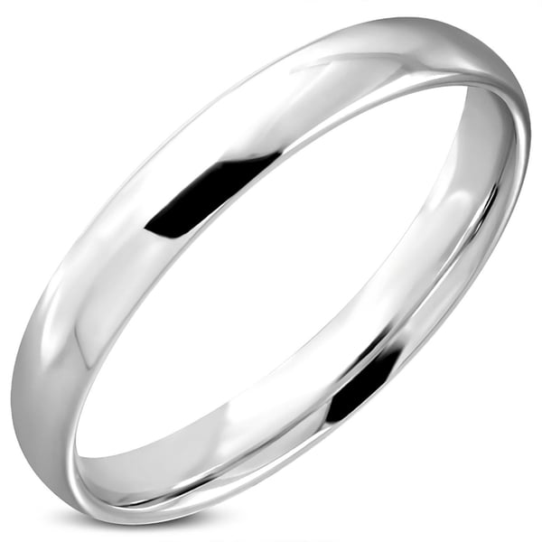 Slät Blank Halvrundad Ring i Kirurgiskt Stål 316L i Silver Färg - 4 mm - Stl 15,7