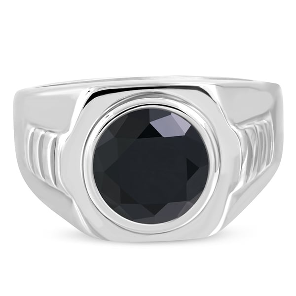 Cool Ring i Rostfritt Stål 316L i Silver färg med Svart Rund Cubic Zircon Kristall - Stl 17,32