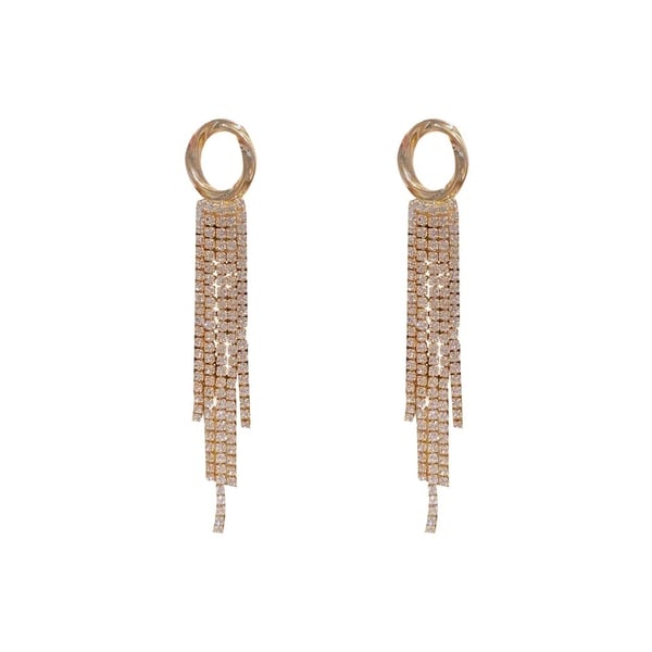 Strass Guld Örhängen Ring & Kedjor - Glittrande Vita Rhinestones