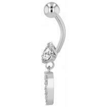 Navelpiercing Piercing i Stål i Silver Färg - Hjärta & Kristall