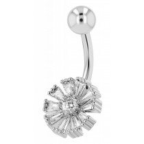 Navelpiercing Piercing i Stål i Silver Färg - Vita Kristaller