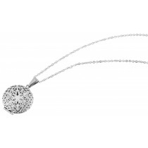 Silver Halsband i Stål med Öppningsbar Rund Medaljong med Stjärna