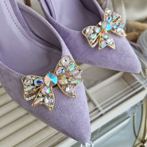 2 st / 1 par Guld Skosmycken Skoklämmor Shoe Clips - Rosetter med Kristaller / Strass