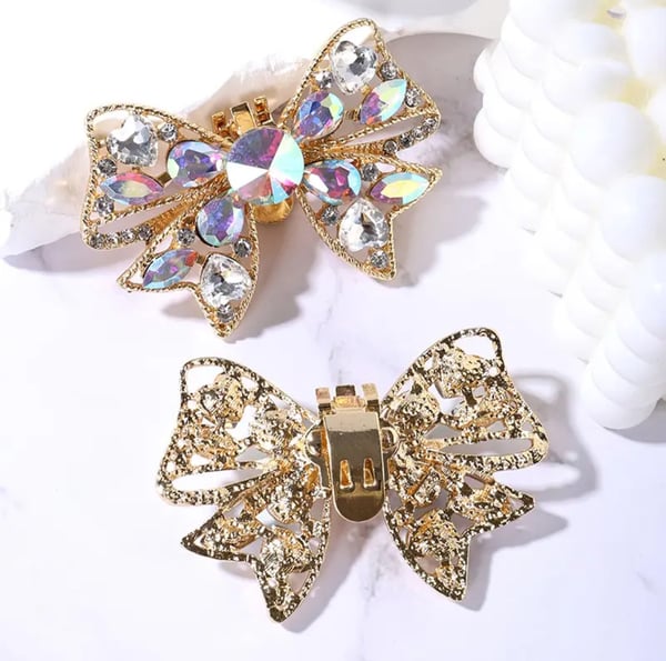 2 st / 1 par Guld Skosmycken Skoklämmor Shoe Clips - Rosetter med Kristaller / Strass