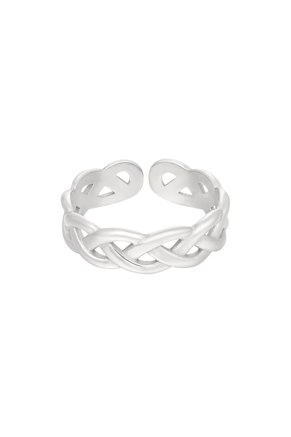 Ring i Rostfritt Stål med Flätad Design - Silver - Stl 17