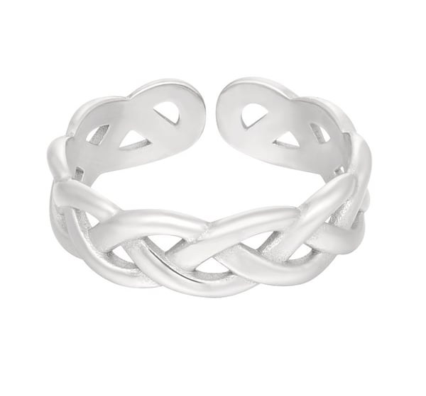 Ring i Rostfritt Stål med Flätad Design - Silver - Stl 18