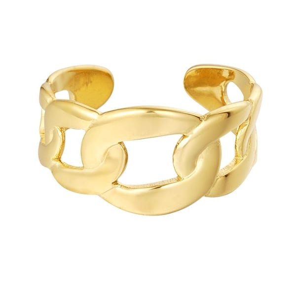 Ring i Rostfritt Stål med Sammanflätade Länkar - Guld -Justerbar Ring i Rostfritt Stål med Sammanflätade Länkar - Guld -Justerbar
