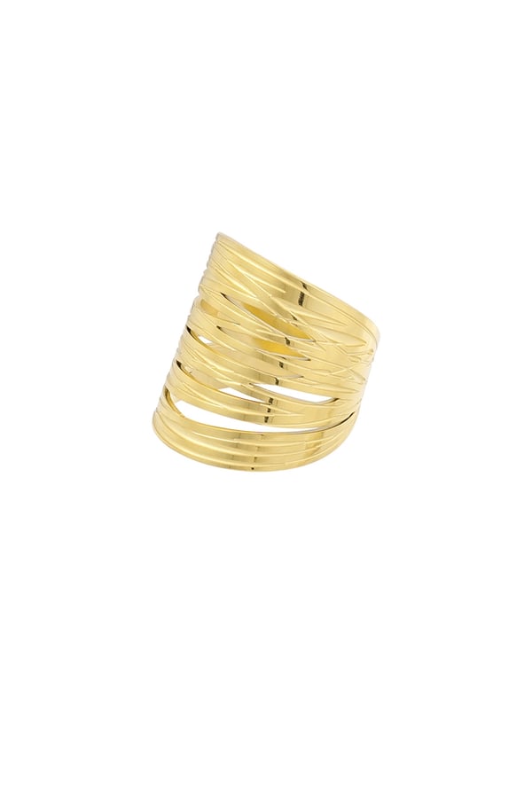 Bred Blank Statement Ring i Rostfritt Stål - Guld - Justerbar