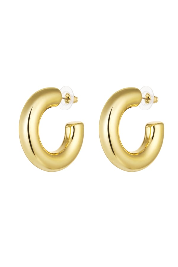 Klassiska Runda Blanka Hoop Örhängen Creoler - 3,4 cm - Guld