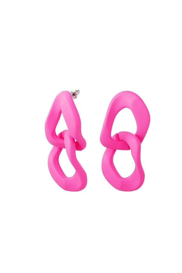 Matta Coola Statement Örhängen med 2 st Stora Länkar - Fuchsia