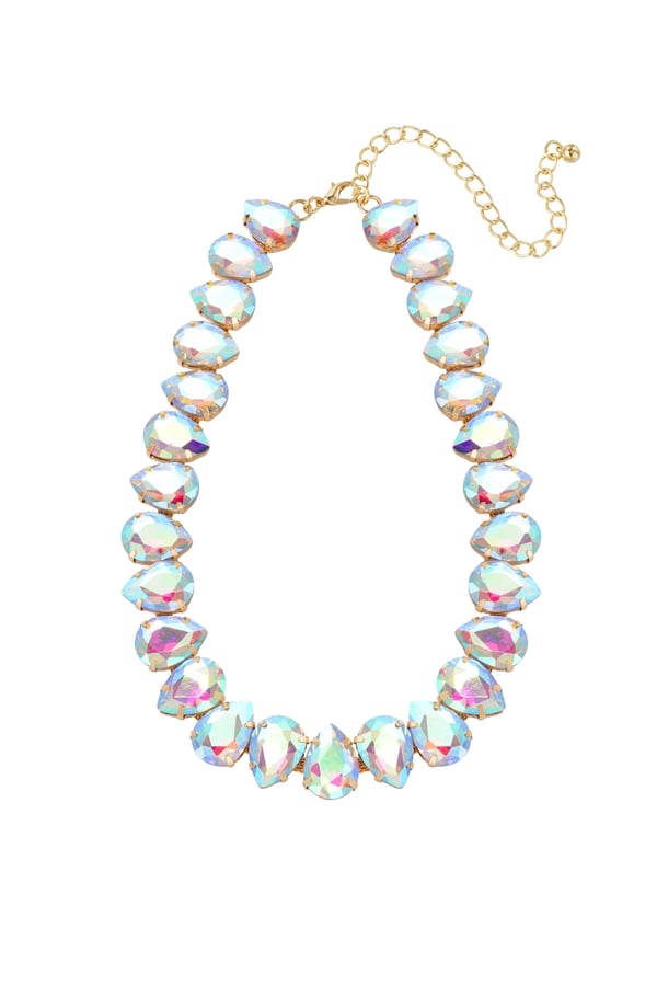 Statement Guldpläterat Halsband med Stora Glaspärlor Holographic