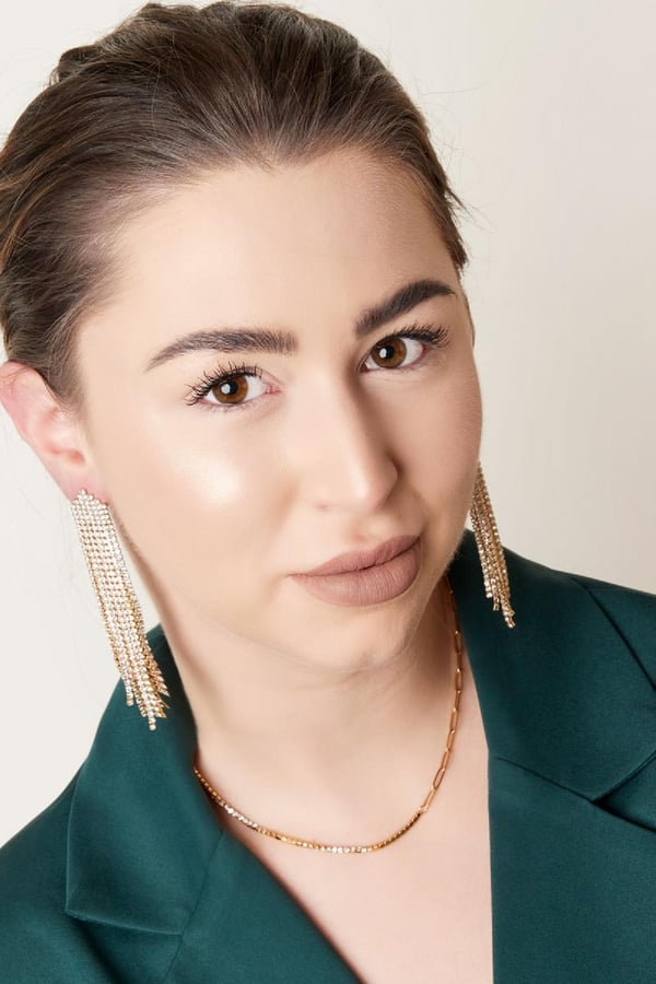 Lyxiga Strass Örhängen med Kedjor - Glittrande Gröna Rhinestones - Guldpläterade