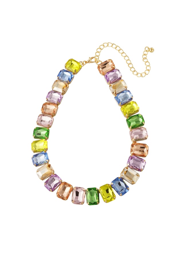 Glamour Guld Guldpläterat Halsband med Glaspärlor - Multi