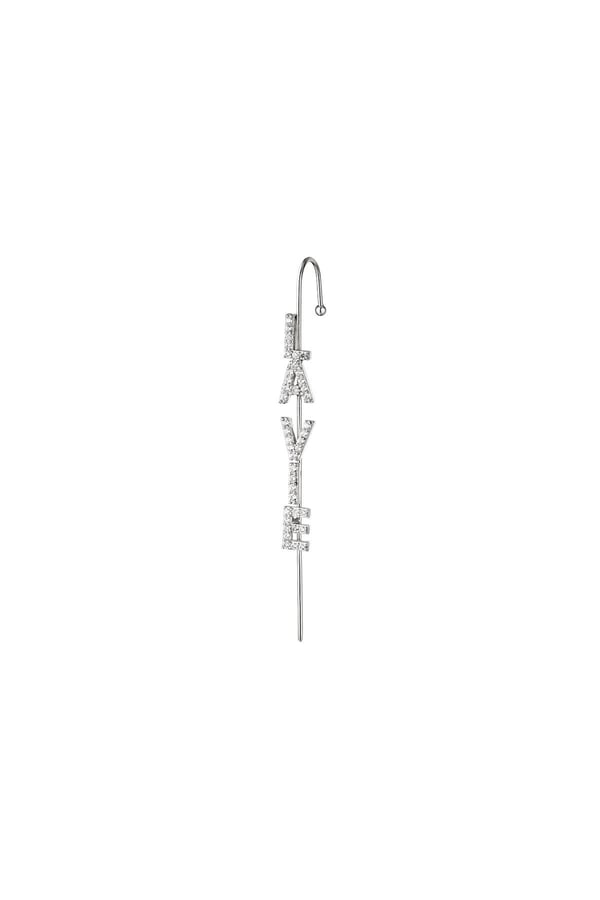 1 st Guldpläterat Örhänge / Ear Crawler med Zircon / Strass - La Vie (Livet) - Silver