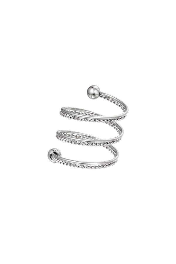 Ring i Rostfritt Stål - Spiral med Kulor - Silver - Stl 16