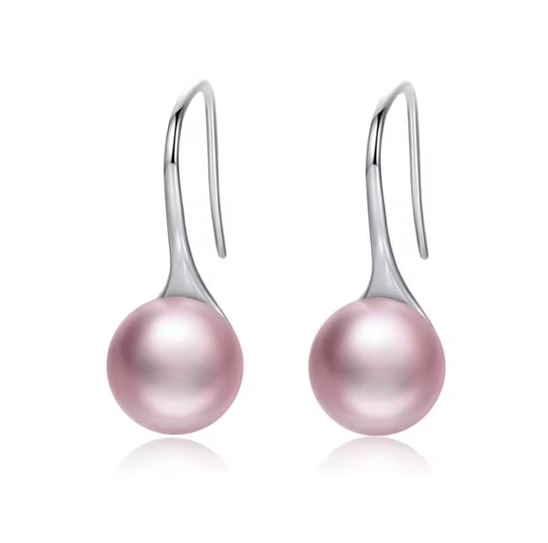 Klassiska Silver Örhängen med Ljus Rosa Pärla / Pärlörhängen