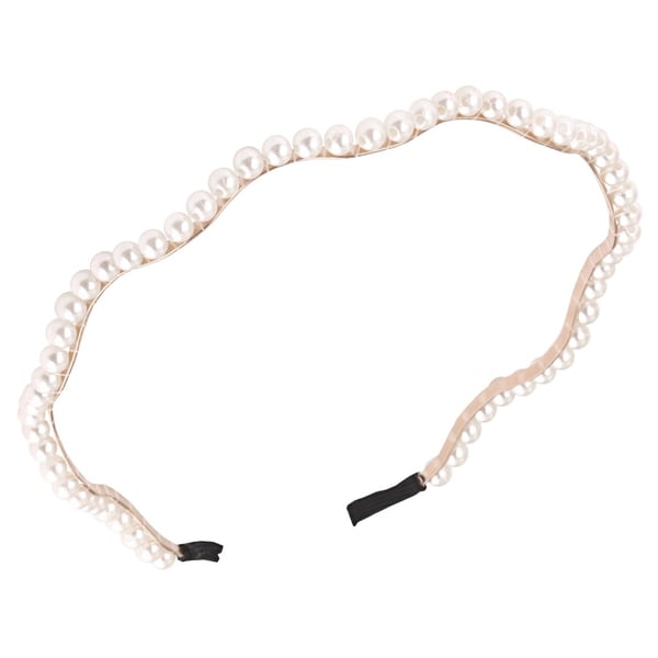 Boho Vågigt Guld Diadem Hårsmycke Håraccessoar Hårband med Vita Pärlor