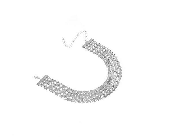 Glänsande Brett Silver Halsband / Choker - Vacker och Elegant Kedja